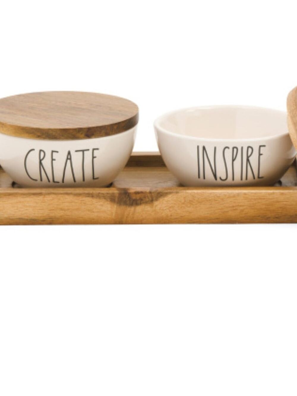 NEW SEALED Rae Dunn 3 Pc. Create And Inspire Pinch Bowls With Lid And Tray